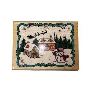 Hero Arts Vintage Limited Edition 1989 Christmas House Country Wood Rubber Stamp
